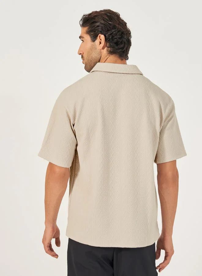 Styli Styli Geometric Jacquard Relaxed Fit Polo