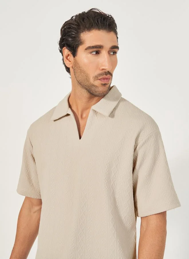 Styli Styli Geometric Jacquard Relaxed Fit Polo
