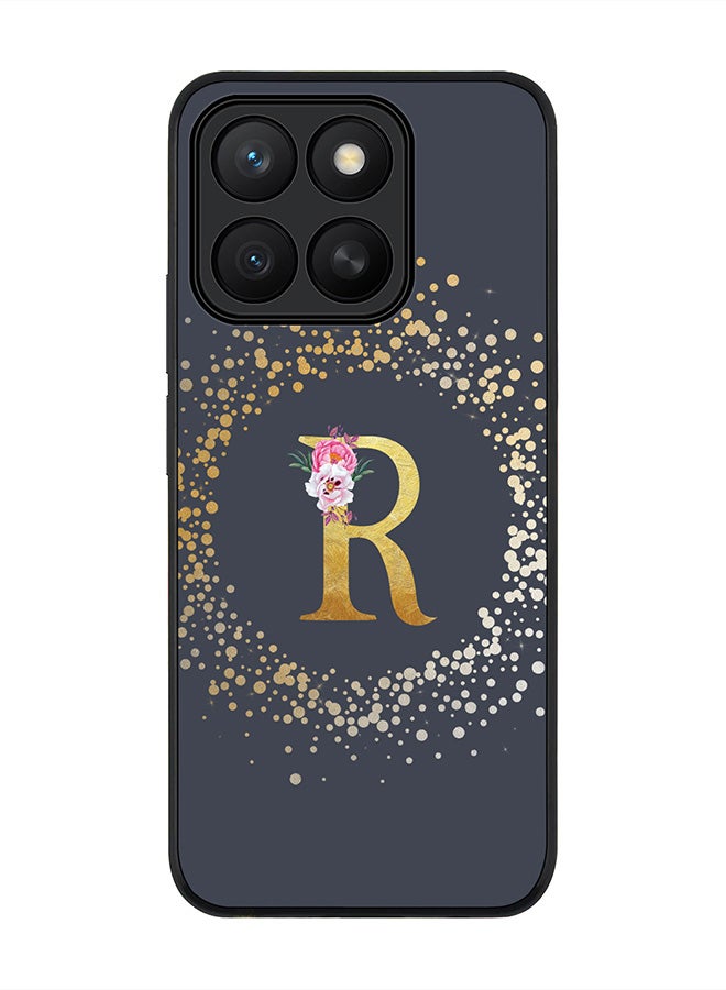 Stylizedd For Honor X8c Case,Slim fit Camera Protection, Shockproof Thin Phone cover  - Custom Monogram Floral - R  (Grey ) - Image 1
