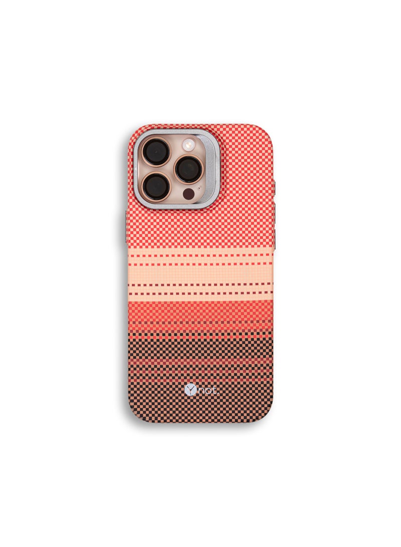 YNOT iPhone 15 Pro Kevlar Fiber Case with MagSafe and Stand - Orange Gradient - Image 1