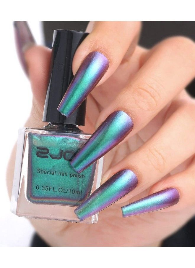MAJOR DIJIT Chameleon Nail Polish Holographic Glitter Quick Dry Nail Polish Shimmer Iridescent Chrome Nail Art Varnish (02)  - Image 2