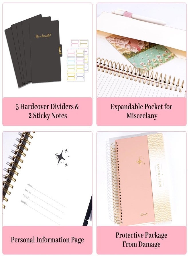 Flying Eagle Spiral Notebook Journal 360 Pages Hardcover Leather Lined Journals for Women Men with Pen Large College Ruled Notebooks Spiral Journal for Writing Work School B5, Pink - Image 3