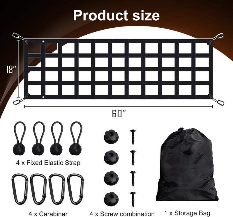 Wingsflee Tailgate Net - for Full Size Truck Cargo Net Compatible with Ford, Chevy, Dodge,Ram etc - Tail Gate Extender Nets for Pickup Truck Bed Accessories 60'' x 18'' (Black) Occasional & permanent usable - Image 3