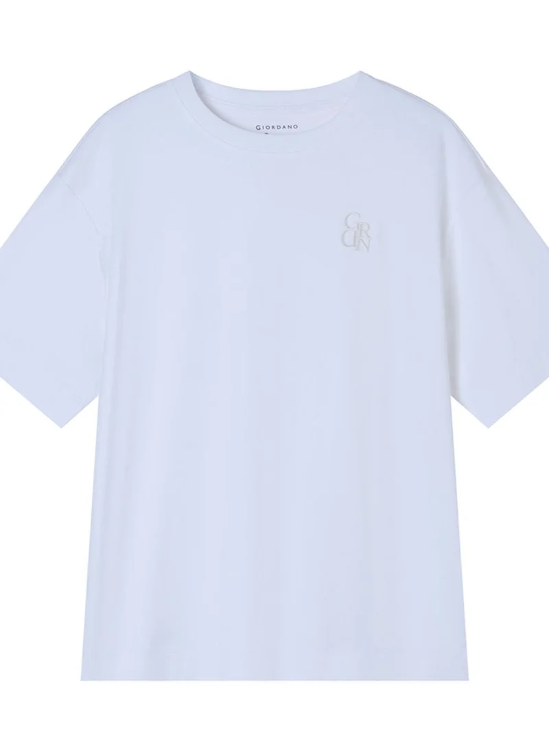 GIORDANO  Women’s Embroidered Cotton Liquid Touch Tee for Women | Best Price UAE