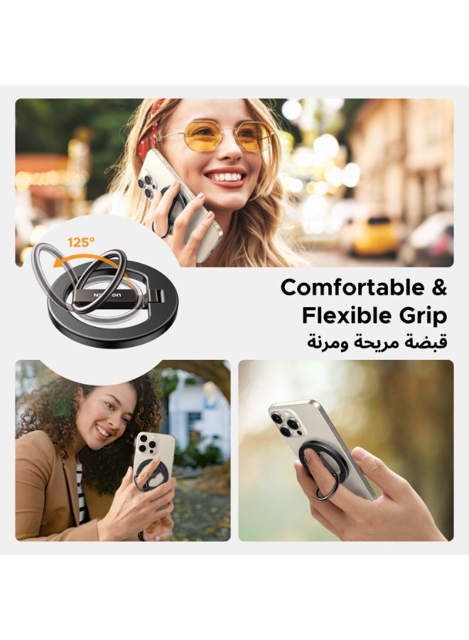 Ugreen iPhone 17 Pro Max Magsafe Case & Phone Ring Holder, Delay Yellow 17 Pro Max Case Military-Grade Protection Case, Finger Grip Kickstand, 360° Rotation Polished Metal Grip for Magnetic Car Mount, Compatible with iPhone - Image 3