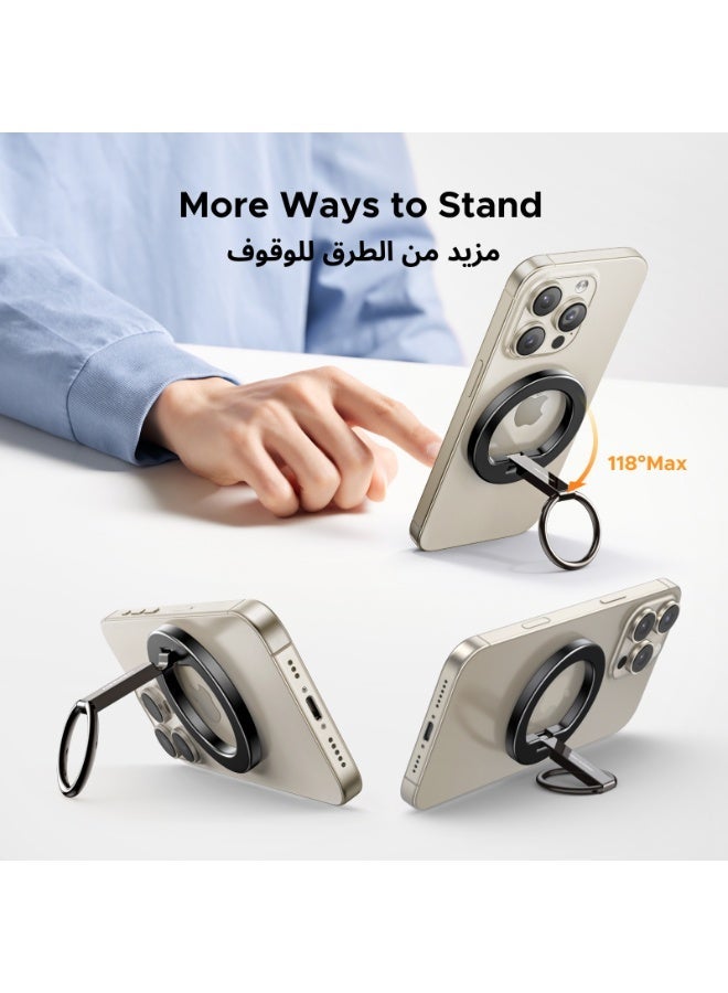 Ugreen iPhone 17 Pro Max Magsafe Case & Phone Ring Holder, Delay Yellow 17 Pro Max Case Military-Grade Protection Case, Finger Grip Kickstand, 360° Rotation Polished Metal Grip for Magnetic Car Mount, Compatible with iPhone - Image 4