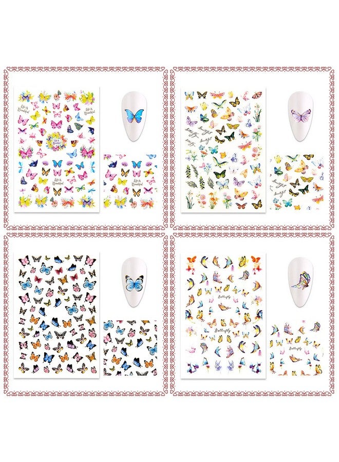اكترول ملصقات أظافر فنية على شكل فراشة من الأكريليك بتصميمات وإكسسوارات، 12 ورقة ذاتية اللصق، ملصقات أظافر ثلاثية الأبعاد، ديكورات للنساء والفتيات - Image 3