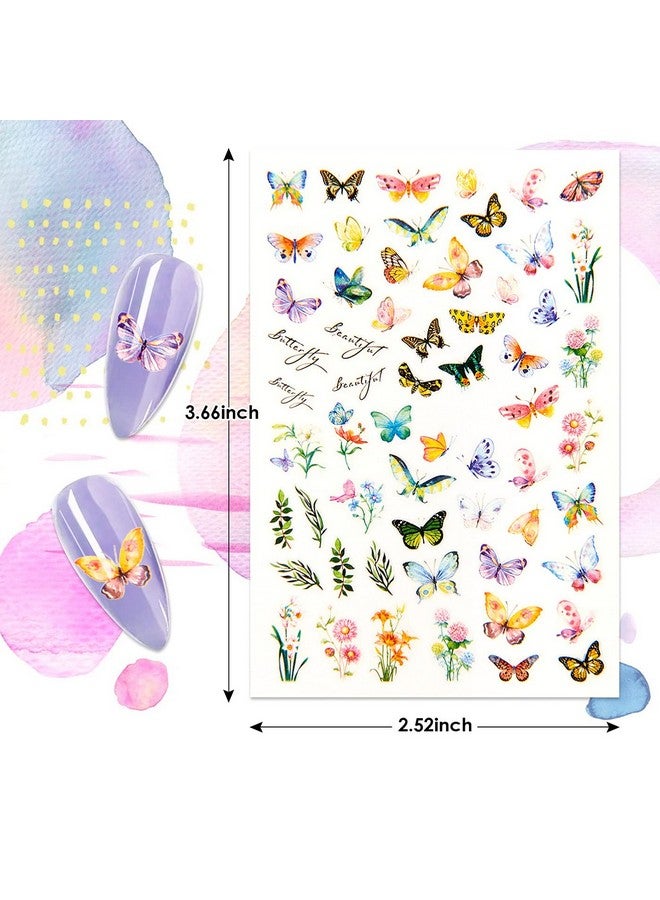 اكترول ملصقات أظافر فنية على شكل فراشة من الأكريليك بتصميمات وإكسسوارات، 12 ورقة ذاتية اللصق، ملصقات أظافر ثلاثية الأبعاد، ديكورات للنساء والفتيات - Image 2