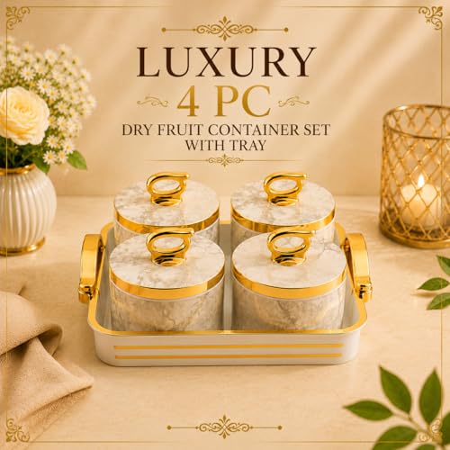 Nabhya Bella Rose 4pc Multipurpose Airtight Dry Fruit Containers Set With Lid & Serving Tray, Plastic Storage Box I Gifting Set I (Pink, Pack of 4) - Image 5
