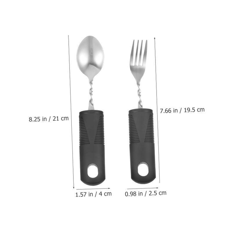 Adaptive Fork and Spoon Set with Ergonomic Handle for Elderly and Disabled Easy to Clean Cutlery - Image 3