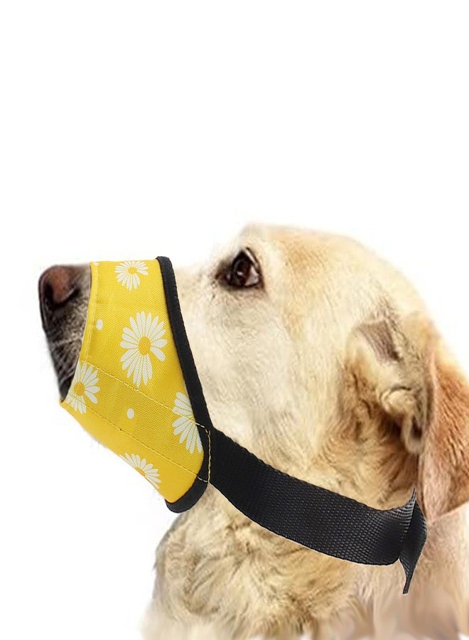 ACFELT Dog Muzzle,Soft Nylon Print Dog Muzzles for Small Medium & Large Dogs. Breathable Adjustable Loop Pets Muzzle to Prevent Biting Barking and Chewing,Ideal for Vet Visit & Training (Yellow, 3#S) - Image 1