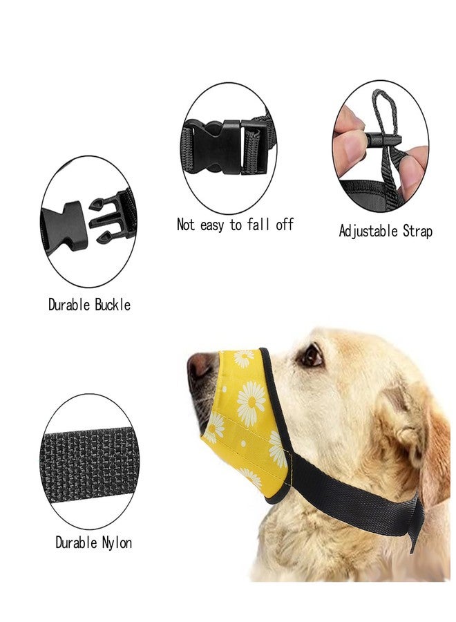 ACFELT Dog Muzzle,Soft Nylon Print Dog Muzzles for Small Medium & Large Dogs. Breathable Adjustable Loop Pets Muzzle to Prevent Biting Barking and Chewing,Ideal for Vet Visit & Training (Yellow, 3#S) - Image 3