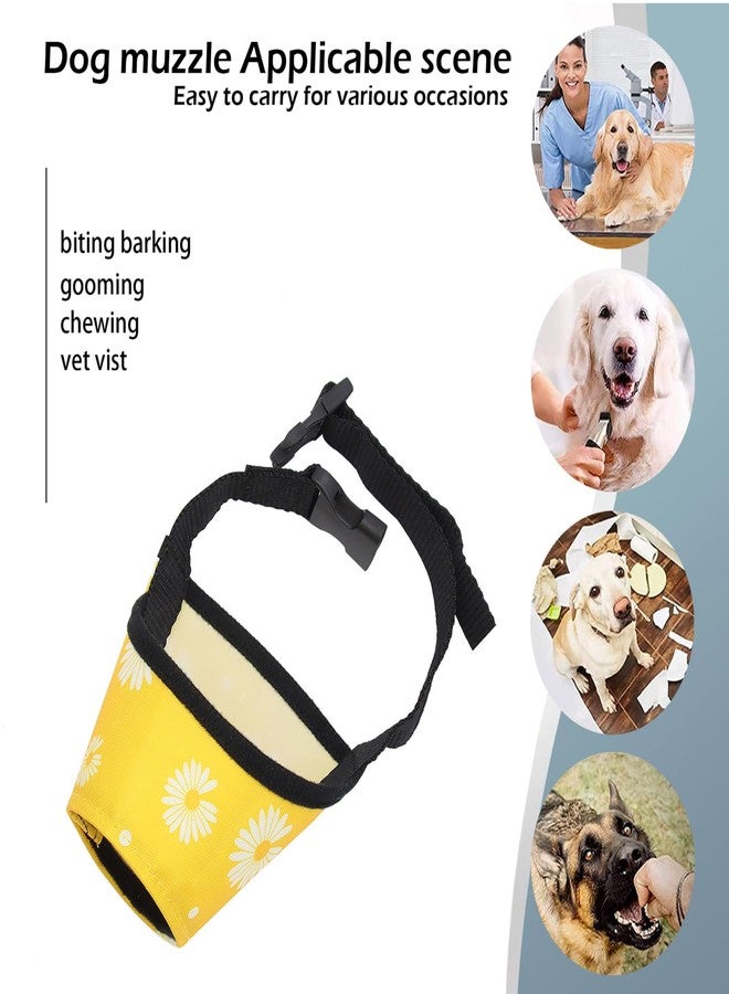 ACFELT Dog Muzzle,Soft Nylon Print Dog Muzzles for Small Medium & Large Dogs. Breathable Adjustable Loop Pets Muzzle to Prevent Biting Barking and Chewing,Ideal for Vet Visit & Training (Yellow, 3#S) - Image 2