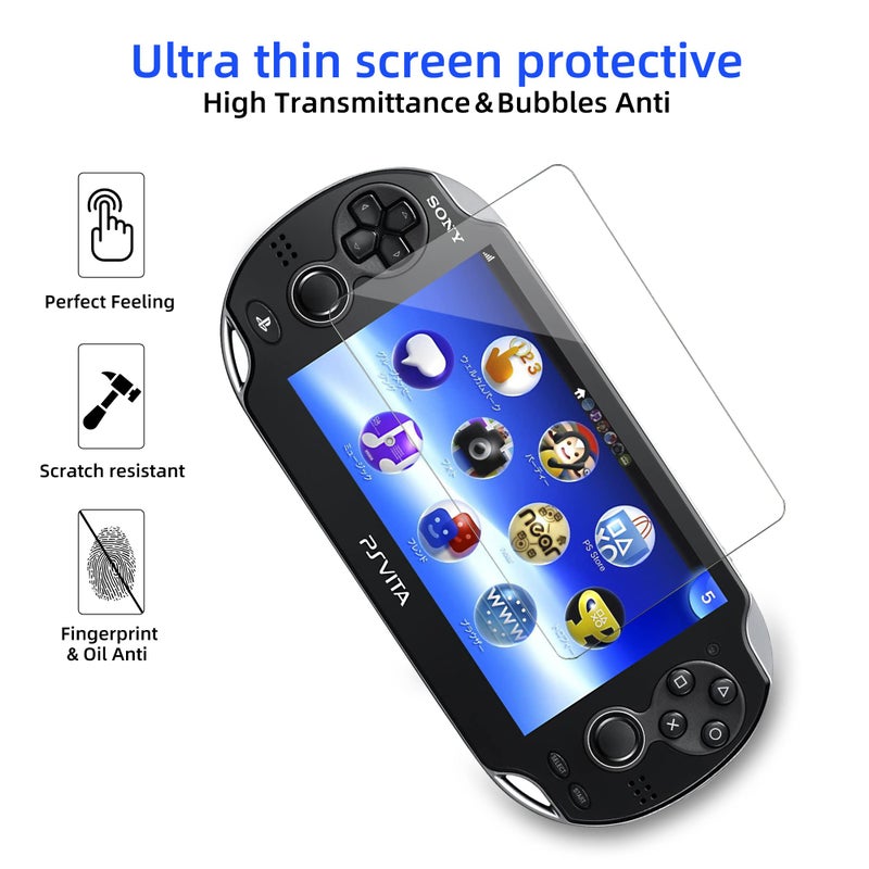 Xahpower PS Vita 1000 Screen Protector, 9H Tempered Glass Front Screen Protector and HD Clear PET Back Screen Protective Film for Sony PlayStation Vita 1000 - Image 2