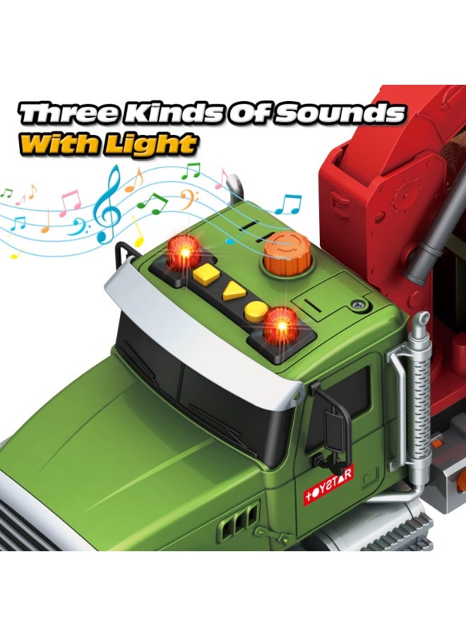 Wood Transport Truck Toy Vehicle, Large Size Transportation Truck Toy With Lights And Music , Farm Log Truck Toy with Loading Crane and 6 Logs, Simulation Engineering Vehicle, Friction Power Toy Car , Cultivate Hand-Eye Coordination and Intelligence Development, Boys Toy Car Baby Toy Car Children Birthday Gift Party Favor - Image 4