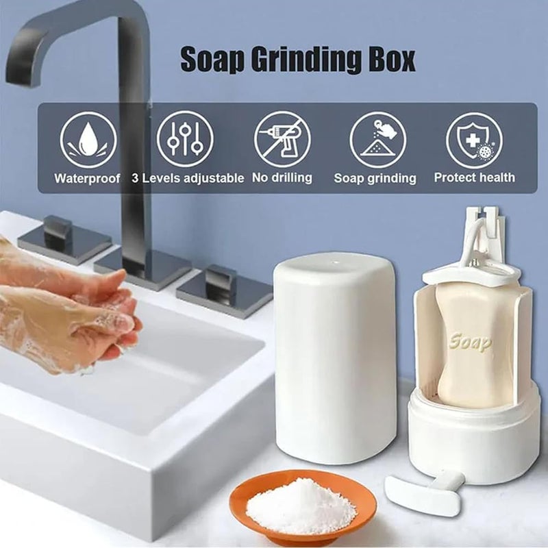 BIGTHREE Bar Soap Shaver, Soap Grinder, Adjustable Waterproof Foamflaker, Wall Mounted Soap Dish - Image 2