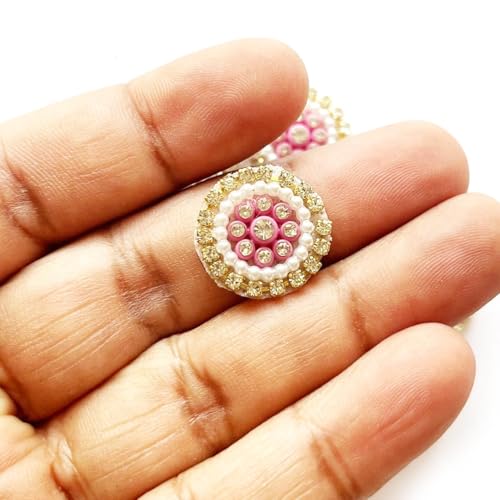 ADIKALA 2cm Round Rhinestone Applique Work Patch for Laddu Gopal Dress Making, Saree, Lehenga, Clothes, Blouse, Dress, Jackets, DIY Art Craft Work (Multi Color, 25PC) - Image 4