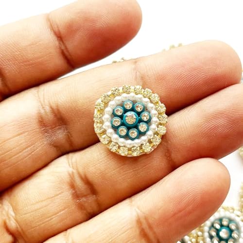 ADIKALA 2cm Round Rhinestone Applique Work Patch for Laddu Gopal Dress Making, Saree, Lehenga, Clothes, Blouse, Dress, Jackets, DIY Art Craft Work (Multi Color, 25PC) - Image 3