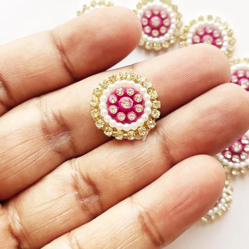 ADIKALA 2cm Round Rhinestone Applique Work Patch for Laddu Gopal Dress Making, Saree, Lehenga, Clothes, Blouse, Dress, Jackets, DIY Art Craft Work (Multi Color, 25PC) - Image 5