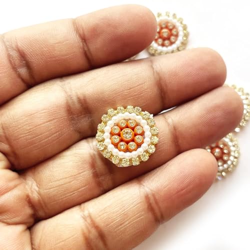 ADIKALA 2cm Round Rhinestone Applique Work Patch for Laddu Gopal Dress Making, Saree, Lehenga, Clothes, Blouse, Dress, Jackets, DIY Art Craft Work (Multi Color, 25PC) - Image 2