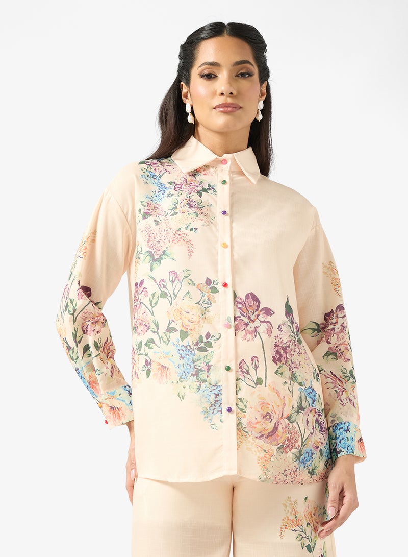 خزانة طقم بلوزة وبنطلون بطبعة زهور - Image 3