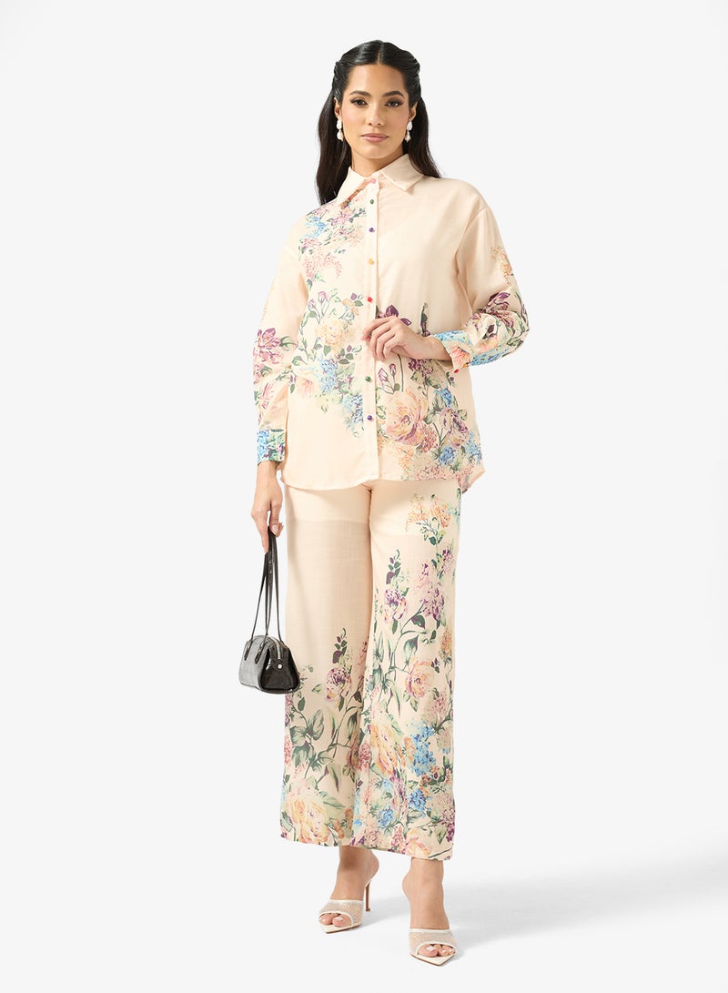 خزانة طقم بلوزة وبنطلون بطبعة زهور - Image 5