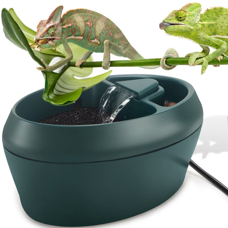 NEPTONION Reptile Chameleon Cantina with Snacks Trough, Drinking Fountain Water Dripper for Amphibians Insects Lizard Turtle Snake Spider Frog Gecko, Comes with Two Pumps (One for Replacement) - Image 1