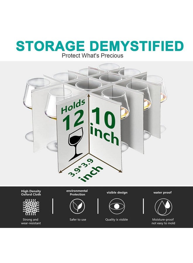 VERONLY VERONLY China Dinnerware Storage Containers Set- Dish,Mug,Stemware Storage Cases - Quilted Box Bins Stackable with Divider,handles,Clear Window for Cups,Plates,Wine Glasses Moving Set of 6 (Black)  - Image 4