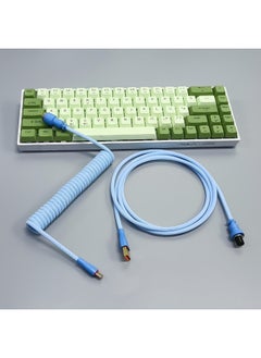 SIKAI Color Aviation Plug-in Cable Customized Computer Mechanical Keyboard Data Cable Type-C Braided Wire Metal Port Screw-Model:Light Blue Color Matching Two-section Aviation Plug Line