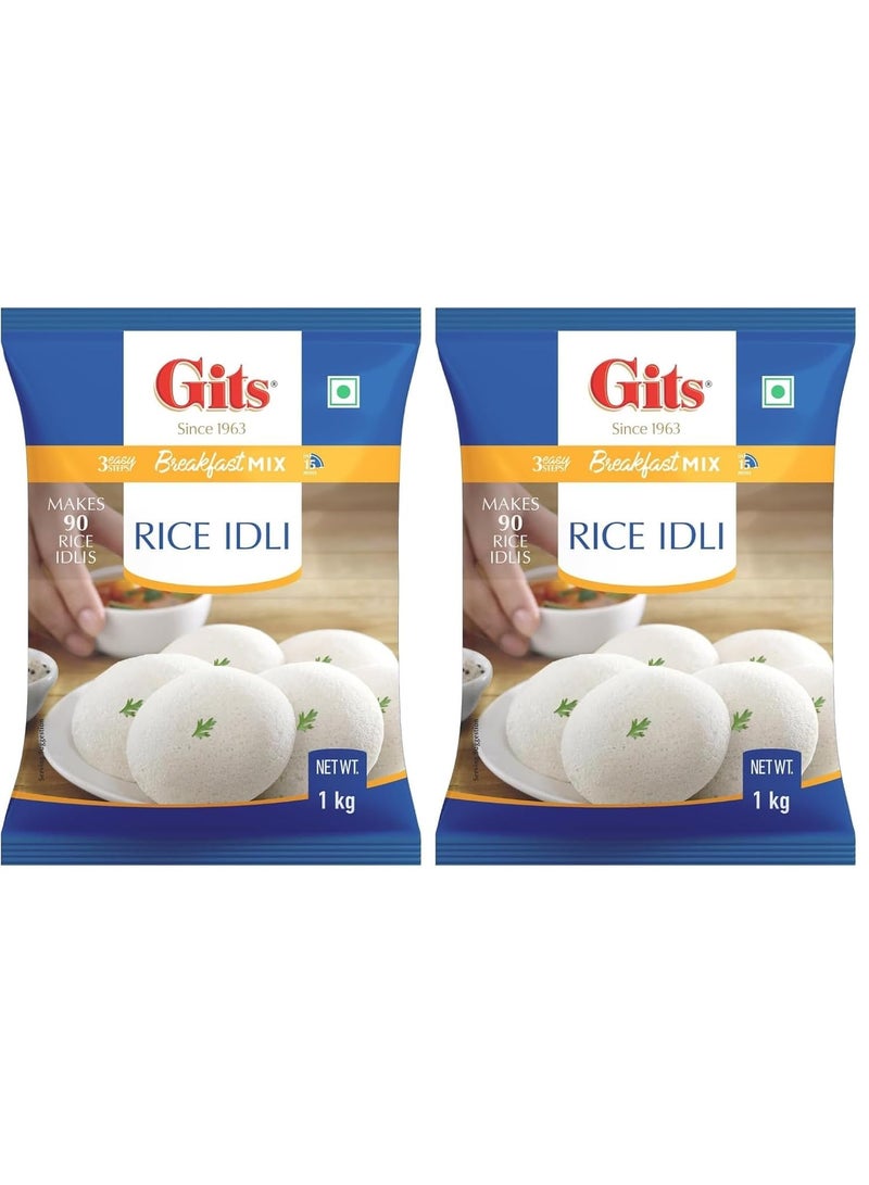 Gits Instant Rice Idli Breakfast Mix,Makes 90 Rice Idlis, Pure Veg, Authentic South Indian Breakfast Recipe, 1Kg (Pack of 2) - Image 1
