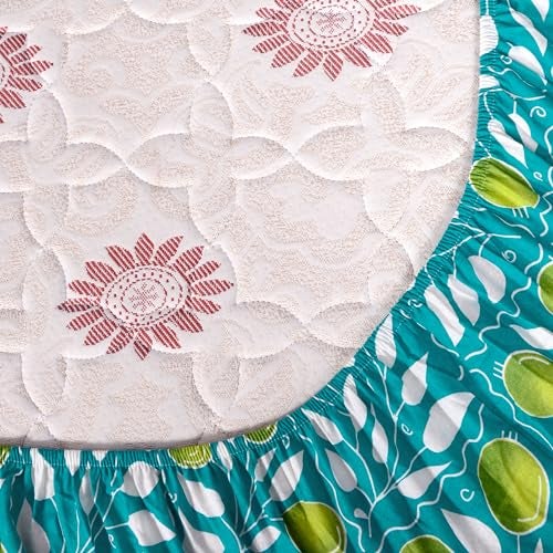Divine Casa 144 TC Floral Blue 100% Elastic Fitted Printed King Size Double Bed Bedsheet with 2 Pillow Cover for Bedroom - 78 x 72 inches - Image 5