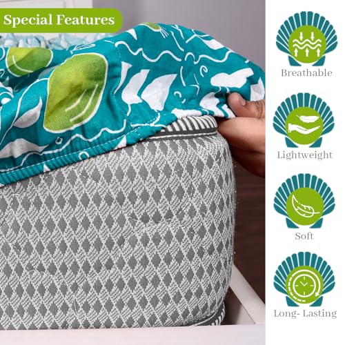 Divine Casa 144 TC Floral Blue 100% Elastic Fitted Printed King Size Double Bed Bedsheet with 2 Pillow Cover for Bedroom - 78 x 72 inches - Image 2