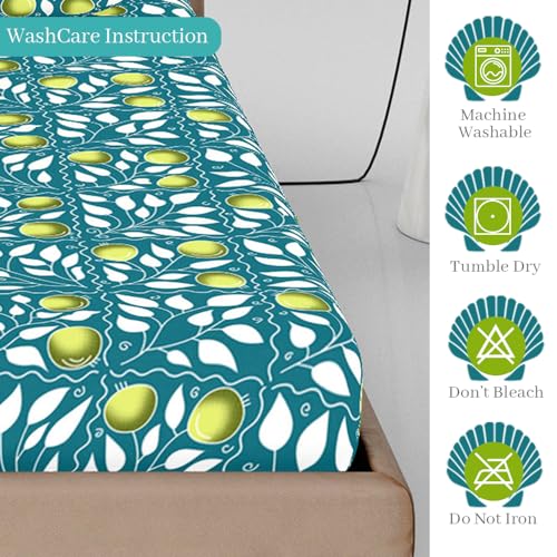 Divine Casa 144 TC Floral Blue 100% Elastic Fitted Printed King Size Double Bed Bedsheet with 2 Pillow Cover for Bedroom - 78 x 72 inches - Image 3