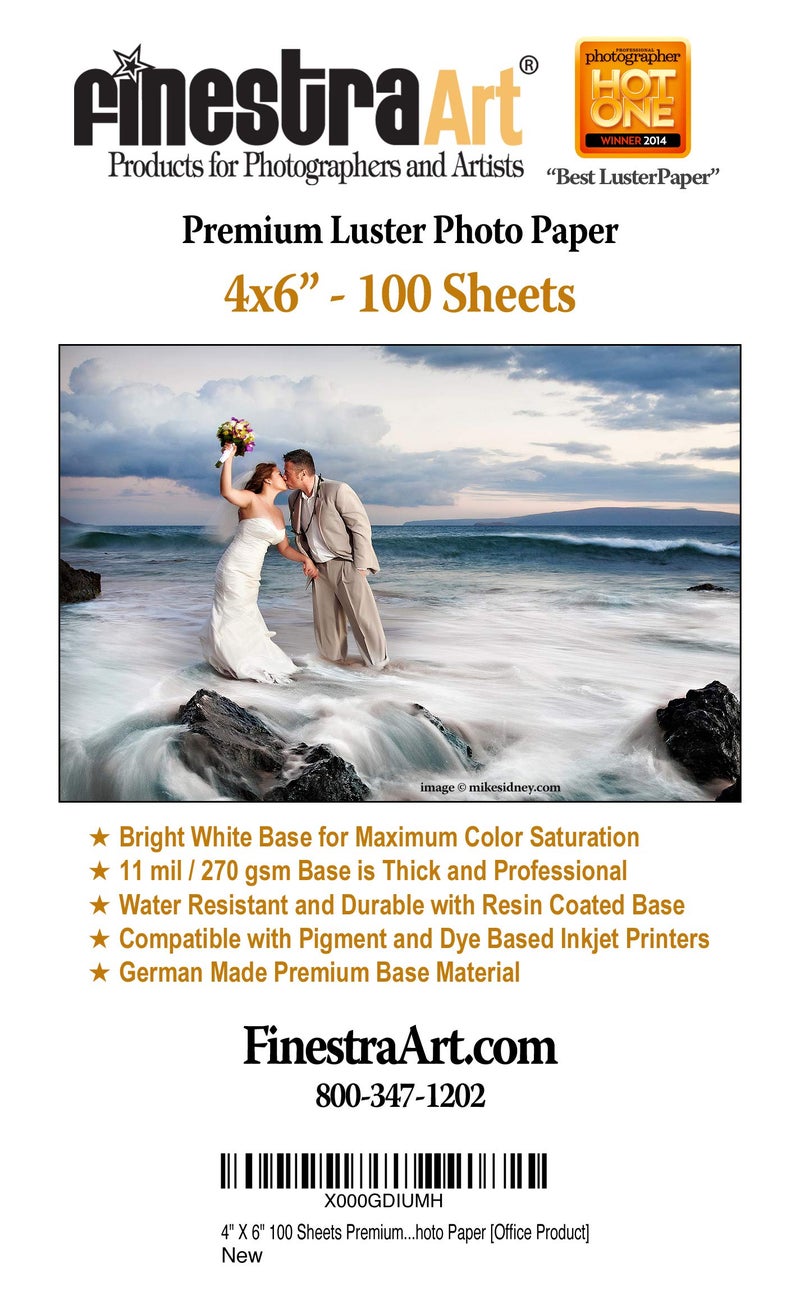 Finestra Art 4 X 6 Premium Luster Inkjet Photo Paper 100 Sheets