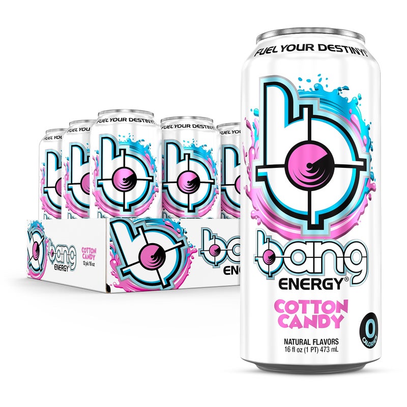 Bang Energy Cotton Candy, Sugar-Free Energy Drink, 16-Ounce (Pack of 12) - Image 1