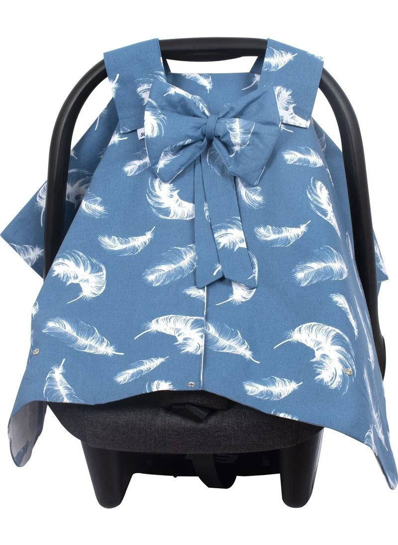 Sevi Bebe Sevibebe Bow Baby Carriage Cover Feather Pattern