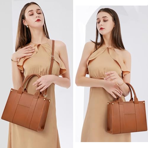 COCIFER The Tote Bag Crossbody Purses for Women Shoulder Bag Handbags PU Leather Top Handle Bags with zipper (Brown) - Image 2