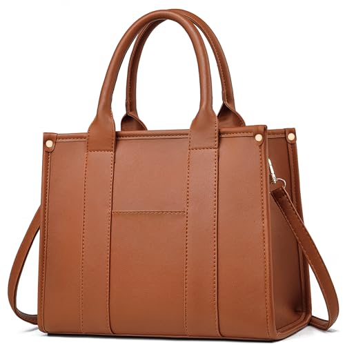 COCIFER The Tote Bag Crossbody Purses for Women Shoulder Bag Handbags PU Leather Top Handle Bags with zipper (Brown) - Image 1