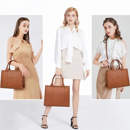 COCIFER The Tote Bag Crossbody Purses for Women Shoulder Bag Handbags PU Leather Top Handle Bags with zipper (Brown) - Image 3