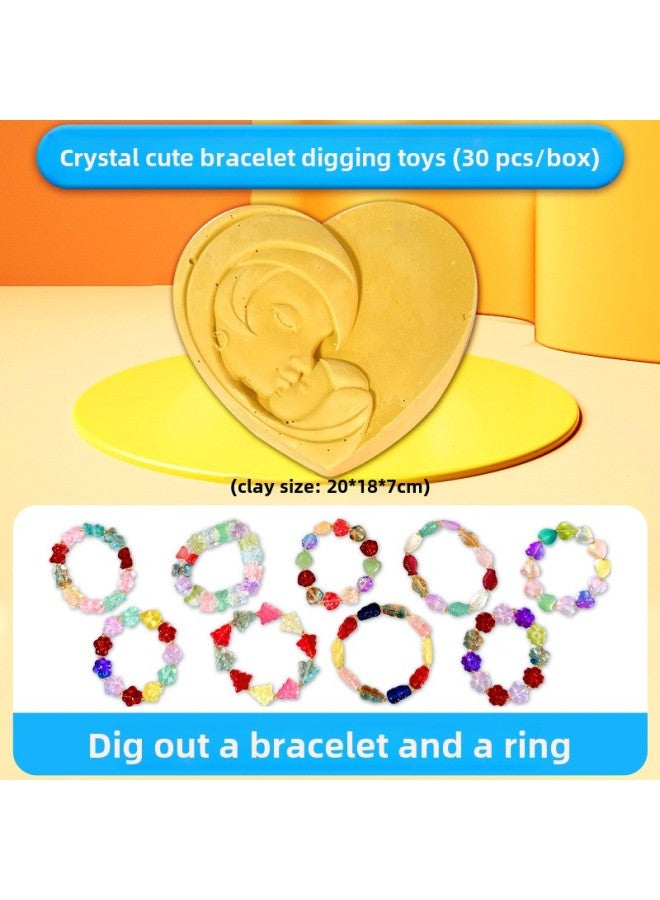 Children's Archaeological Excavation Toys Boys And Girls Explore Ore Gem Treasure Hunting Blind Box Handmade Diy Beating Blind Stone-Color:Large-crystal Adorable Bracelet (randomly Dig 1 Bracelet 1 Ring)  - Image 1