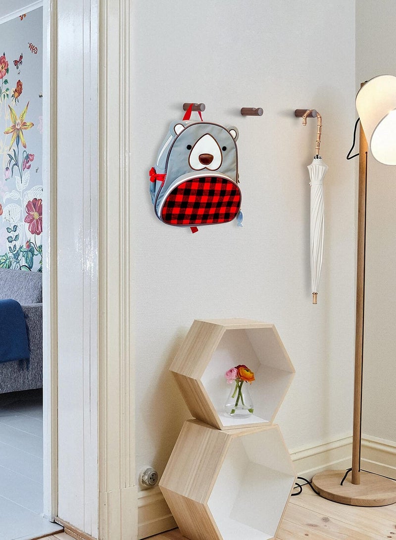 SYOSI Wooden Wall Hook, 6-Pack Coat Hook Wall Mount Decorative Wooden Hook Coat and Hat Hanger Bath Towel Hook for Hanging Coat Hats and Bags, with Screws (Walnut)  - Image 4