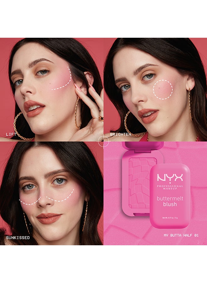 NYX PROFESSIONAL MAKEUP أحمر خدود زبدة الزبد، أحمر خدود بودرة، يدوم حتى 12 ساعة، مقاوم للتلاشي والانتقال، ماي بوتا هاف - Image 5