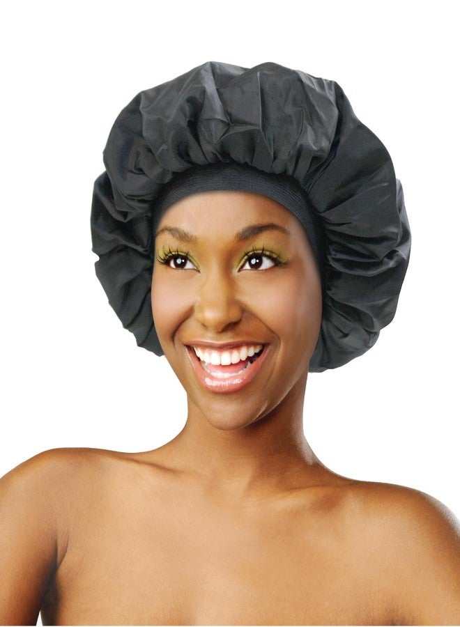 DONNA Argan & Black Castor Treatment Caps Day & Night Cap Sleep Cap Hair Sleep Shower Cap Bonnet Satin Bonnet for Sleeping Hat, 1PC Black Color