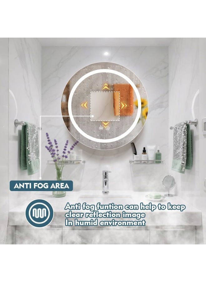 Janboe 24inch Round Medicine Cabinet with Lights,Led Medicine Cabinet with Defogger,Illuminated Mirror Cabinet for Bathroom,Dimmable,Anti-Fog,3 Colors,Surface Mount Only,White - Image 3