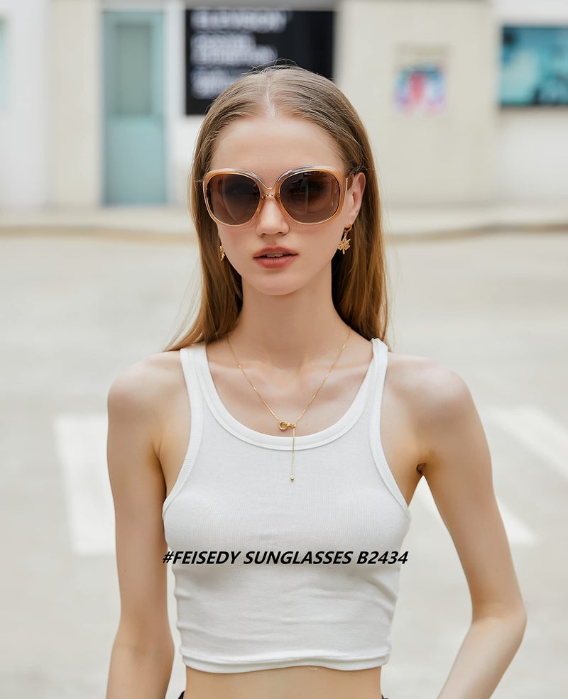 FEISEDY FEISEDY Fashion Oversized Polarized Women Sunglasses TAC Lenses B2434  - Image 5