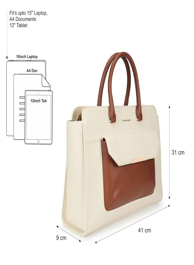 Fastrack PowerPlay laptop Tote | Women’s Faux-Leather laptop Tote Bag | 15'' Padded Laptop Section, Center Zip Compartment & External Quick-Access Pockets - Image 4