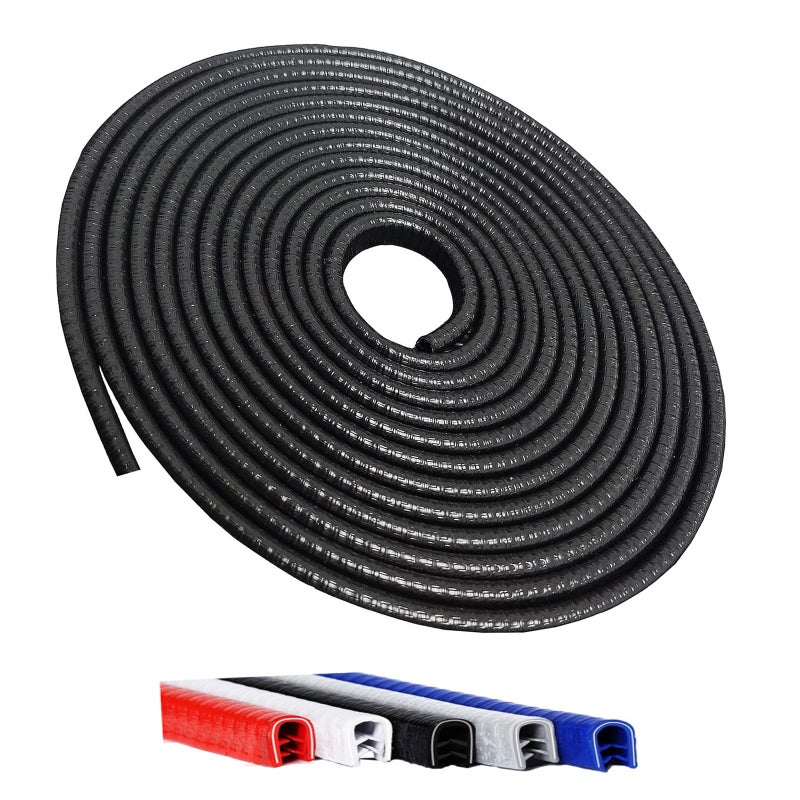 Winfort 16.5FT(5M) Universal Car Door Edge Protector Guards, No-Glue Required Rubber Seal U Shape Automotive Door Entry Guard, Suitable for Most Cars, SUVs and Trucks (Black) - Image 1