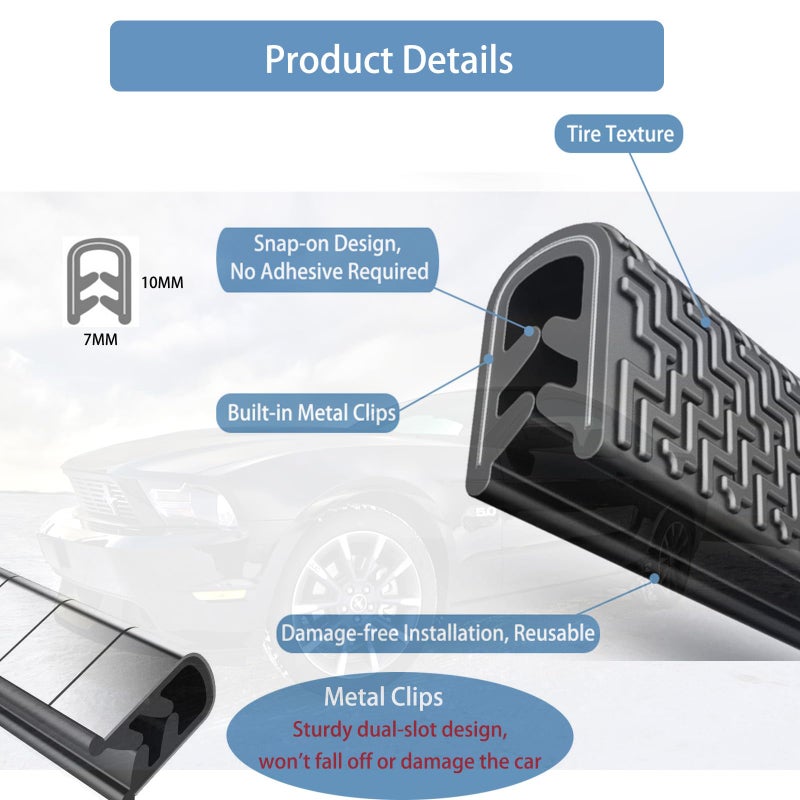 Winfort 16.5FT(5M) Universal Car Door Edge Protector Guards, No-Glue Required Rubber Seal U Shape Automotive Door Entry Guard, Suitable for Most Cars, SUVs and Trucks (Black) - Image 2