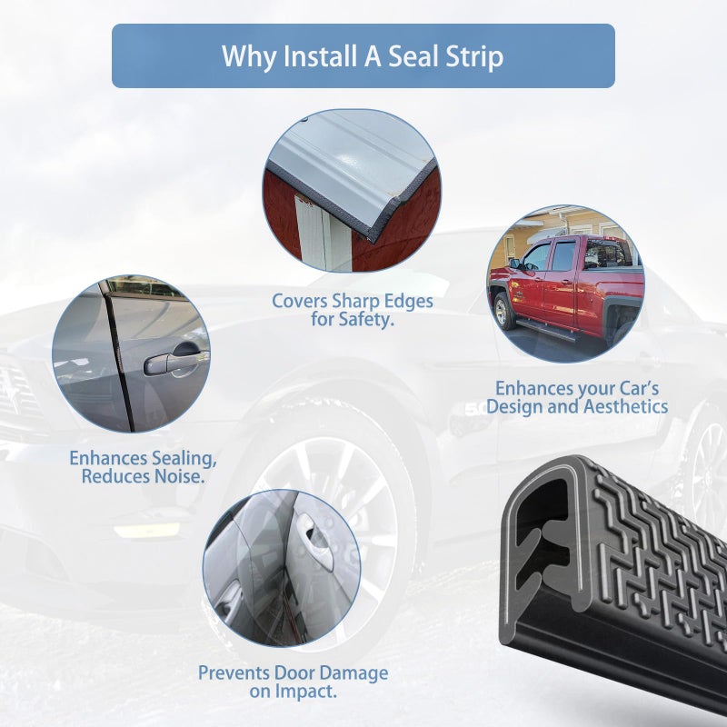 Winfort 16.5FT(5M) Universal Car Door Edge Protector Guards, No-Glue Required Rubber Seal U Shape Automotive Door Entry Guard, Suitable for Most Cars, SUVs and Trucks (Black) - Image 3