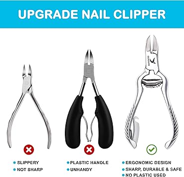 Candure Candure Nail Clippers Cutters Nippers for Thick Toenails Plus Nail Clippers for Fingernails Podiatry Instruments Clippers with Ingrown Toe Nail File Improved Quality  - Image 2